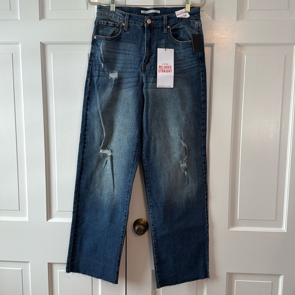 Relaxed Straight Dark Wash Women’s Jeans - Blue